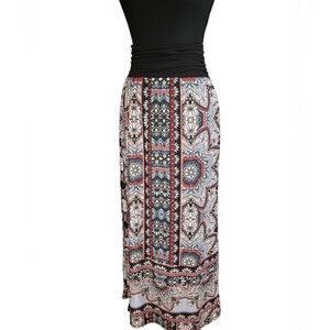 I.N. Studio Petite Maxi Multi-Color Print Skirt | Size PM